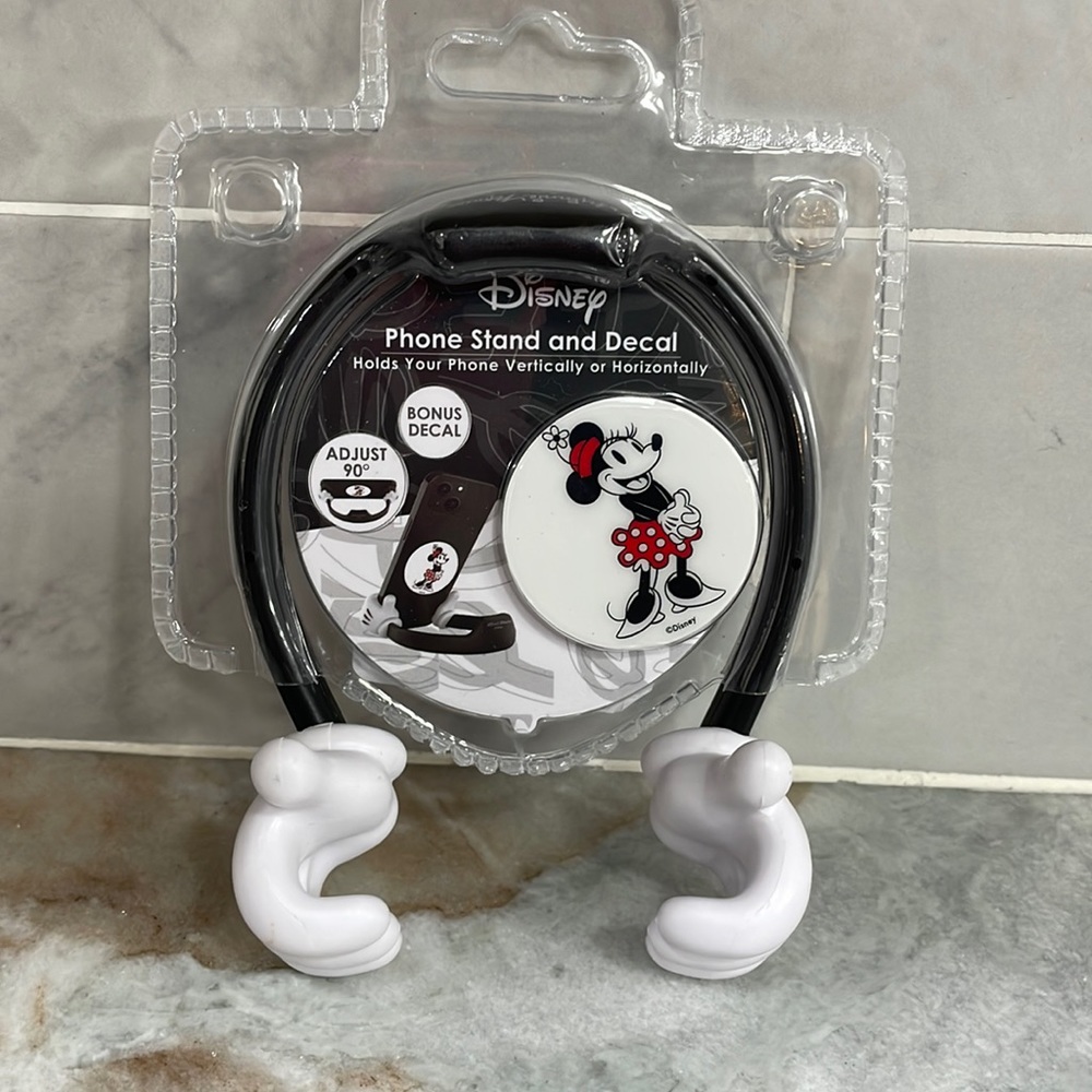Disney Minnie Mouse Hands Arms Cell Phone Holder Stand Bonus Decal Sticker NEW